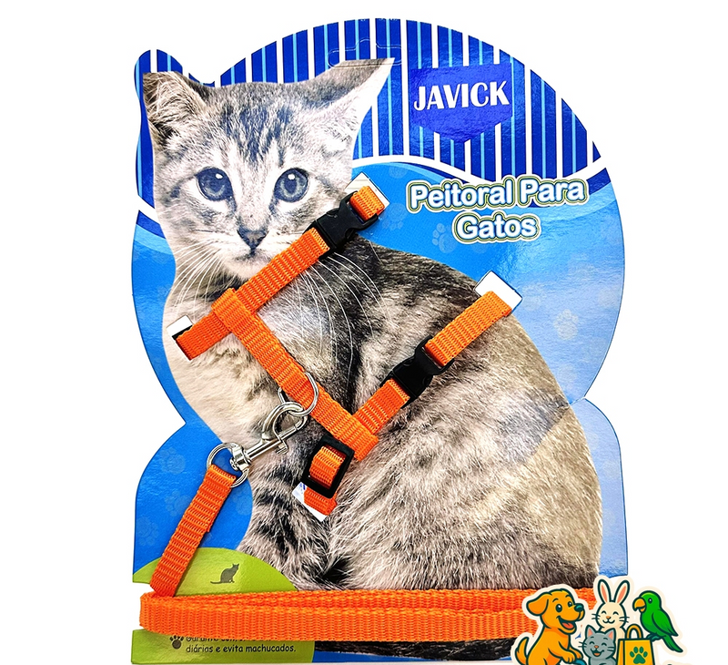 Kit Guia e Coleira de Nylon Ajustável para Gatos Colors