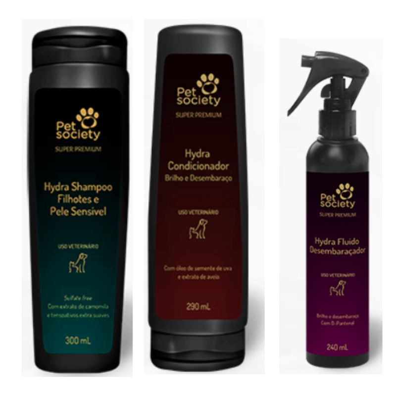 1 Shampoo Filhotes 1 Condicionador 1 Fluido desembaraçador