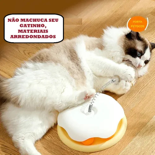 Brinquedo Interativo 2 em 1 para Gatos – Dispenser de Petiscos com Ventosa