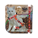 Peitoral para Gato ajustável com guia Modelo Seda Estampado + Envio Imediato