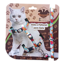 Peitoral para Gato ajustável com guia Modelo Seda Estampado + Envio Imediato
