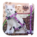 Peitoral para Gato ajustável com guia Modelo Seda Estampado + Envio Imediato