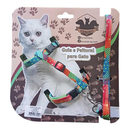 Peitoral para Gato ajustável com guia Modelo Seda Estampado + Envio Imediato