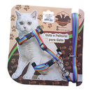 Peitoral para Gato ajustável com guia Modelo Seda Estampado + Envio Imediato
