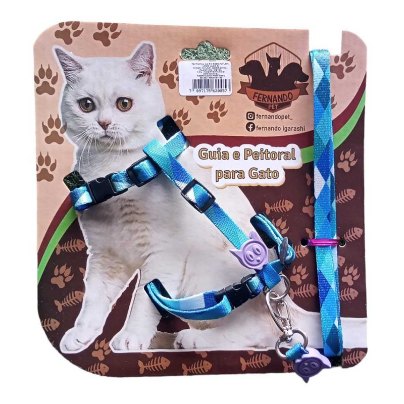 Peitoral para Gato com Guia – Modelo Seda Estampado