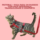 Coleira Peitoral Com Guia Gato Pet Shop Ajustavel E Guia