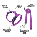 Coleira Peitoral Com Guia Gato Pet Shop Ajustavel E Guia