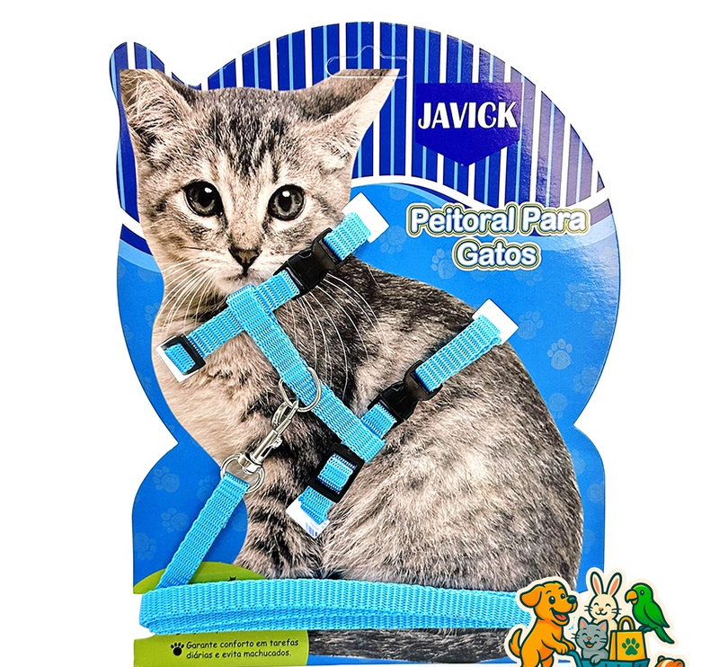 Kit Guia e Coleira de Nylon Ajustável para Gatos