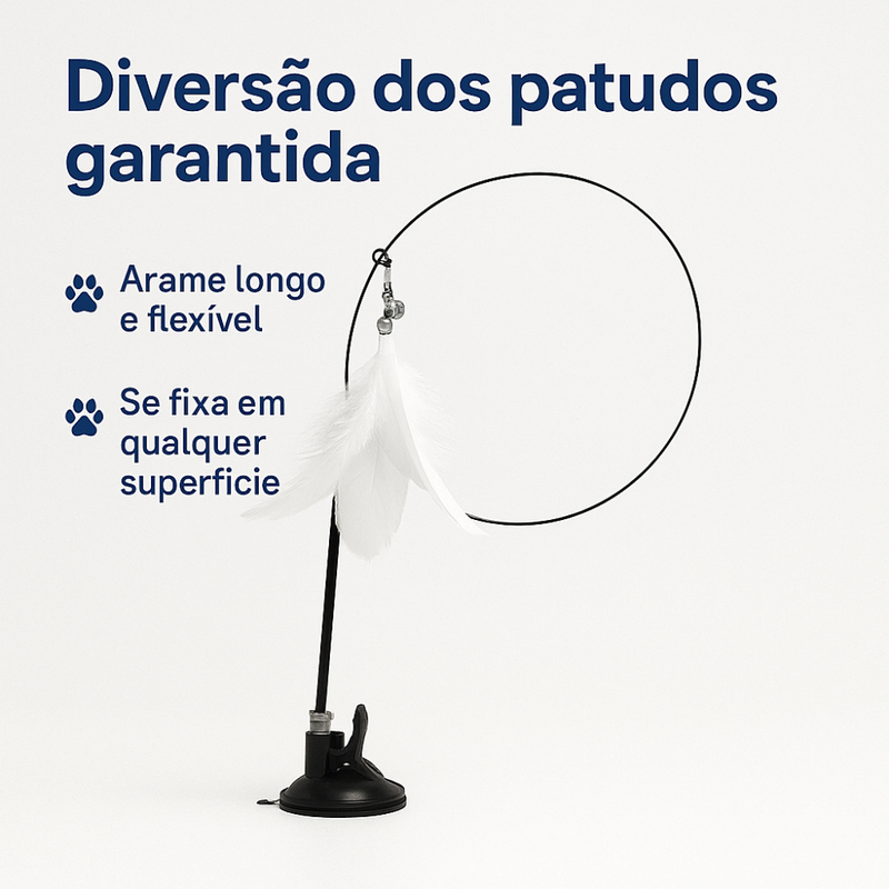 Kit 2 Brinquedo Varinha Gato Pena de Passaro Com Ventosa Fixa No Chao