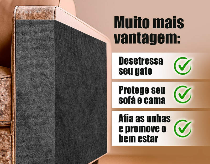 Arranhador Carpete Adesivo 200x50cm para Gato Protetor Canto Sofá Cama - Petliz