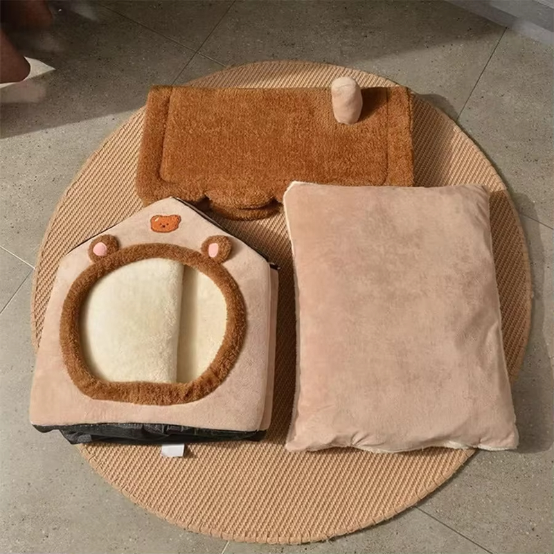 Cama Removível Lavável Quente e Peludo para Cachorro e Gato