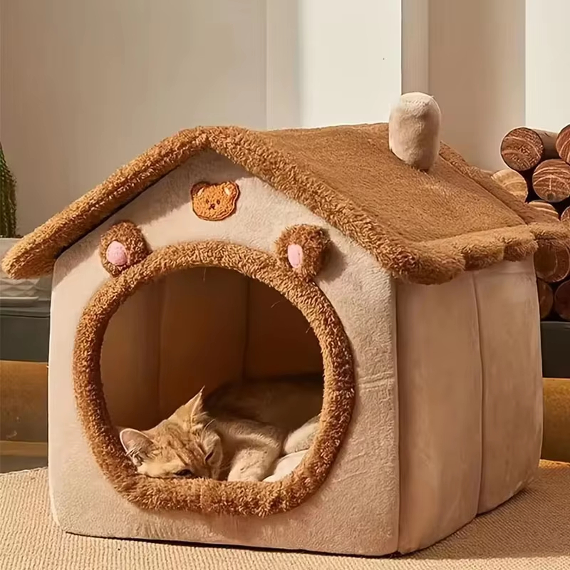 Cama Removível Lavável Quente e Peludo para Cachorro e Gato