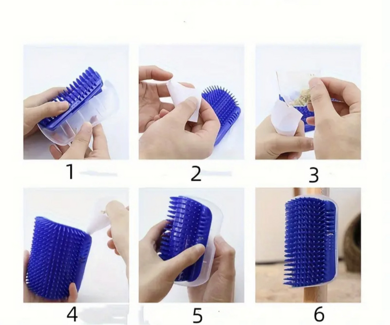 Kit 2 Peças Escovas de Parede Para Gato - Brinquedo Pet Catnip/ Massagem/ Tira Pelos e Coçador Antiestresse Para Felinos