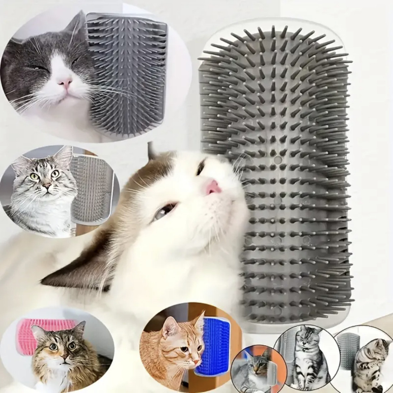 Kit 2 Peças Escovas de Parede Para Gato - Brinquedo Pet Catnip/ Massagem/ Tira Pelos e Coçador Antiestresse Para Felinos