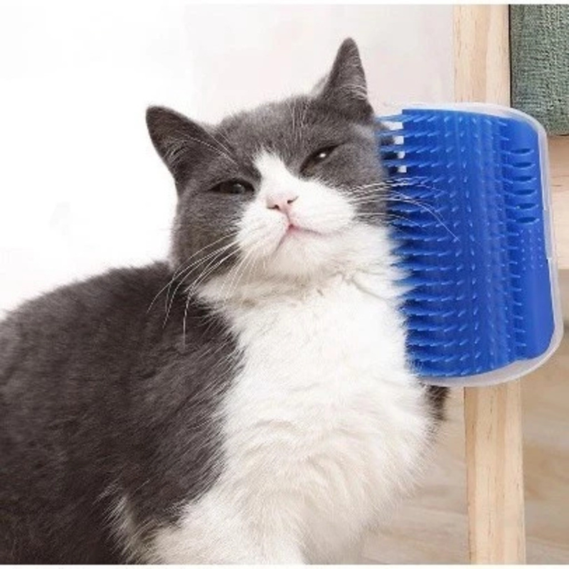 Kit 2 Peças Escovas de Parede Para Gato - Brinquedo Pet Catnip/ Massagem/ Tira Pelos e Coçador Antiestresse Para Felinos