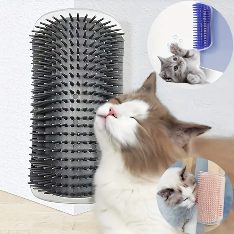 Kit 2 Peças Escovas de Parede Para Gato - Brinquedo Pet Catnip/ Massagem/ Tira Pelos e Coçador Antiestresse Para Felinos