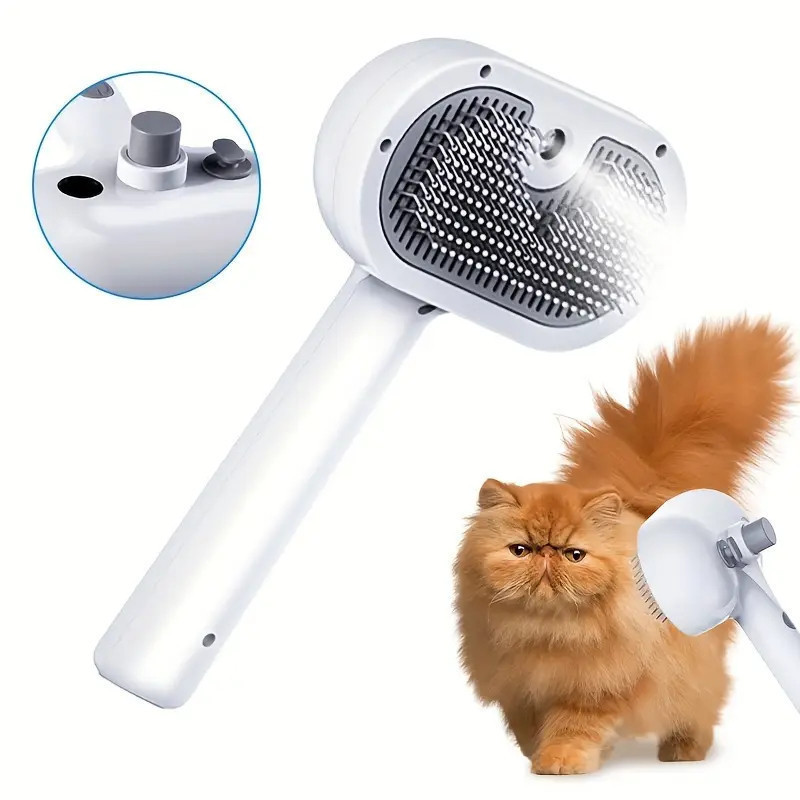 Escova Para Gato e Cachorro Pente Autolimpante Animais De Estimação Com -Botão De Liberação De Vapor