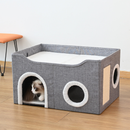 Casinha Gato Casa Cama Caminha Com Arranhador e Bolinha De Pelucia Para Gatos Pet 2 Andares Moderna.