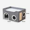 Casinha Gato Casa Cama Caminha Com Arranhador e Bolinha De Pelucia Para Gatos Pet 2 Andares Moderna.